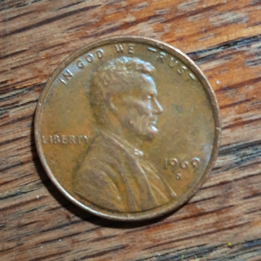 1969 D Vintage Copper Penny Coin Ddo Ddr